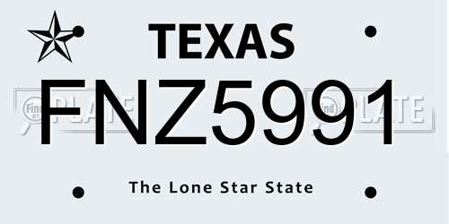 FNZ5991 Texas License Plate