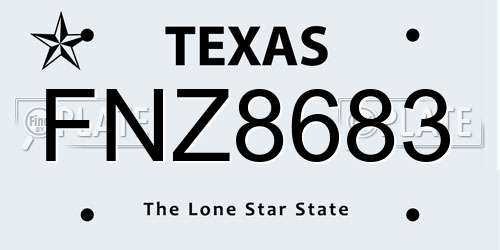 FNZ8683 Texas License Plate
