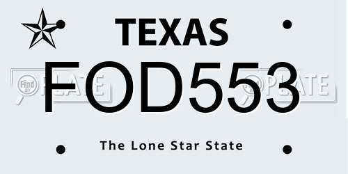 FOD553 Texas License Plate