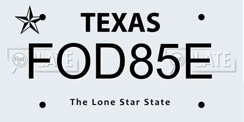 FOD85E Texas License Plate