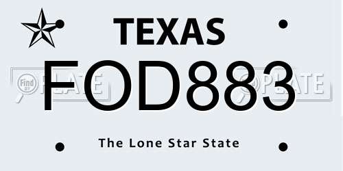 FOD883 Texas License Plate