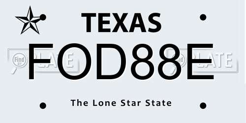 FOD88E Texas License Plate