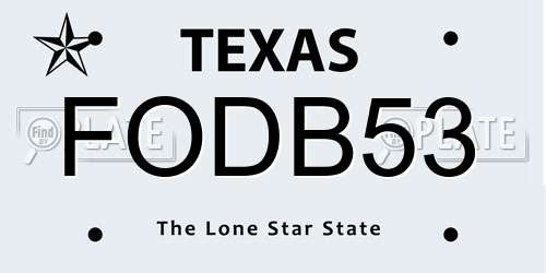 FODB53 Texas License Plate