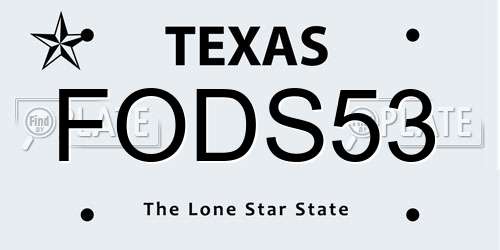FODS53 Texas License Plate
