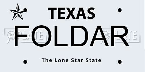 FOLDAR Texas License Plate