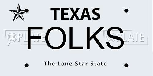 FOLKS Texas License Plate