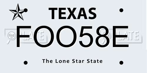 FOO58E Texas License Plate