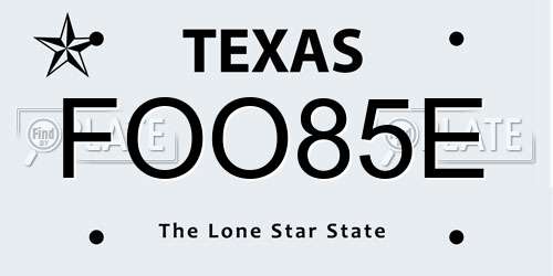 FOO85E Texas License Plate