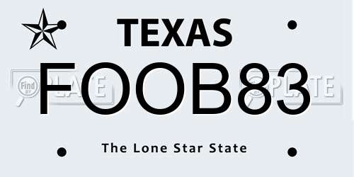 FOOB83 Texas License Plate