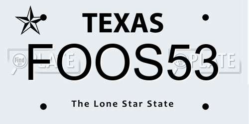 FOOS53 Texas License Plate