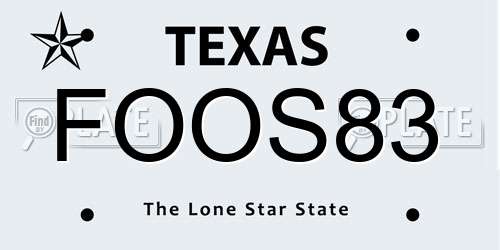 FOOS83 Texas License Plate