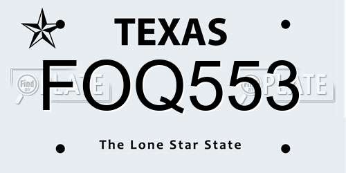 FOQ553 Texas License Plate