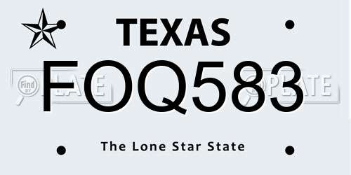 FOQ583 Texas License Plate