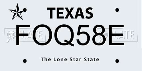 FOQ58E Texas License Plate