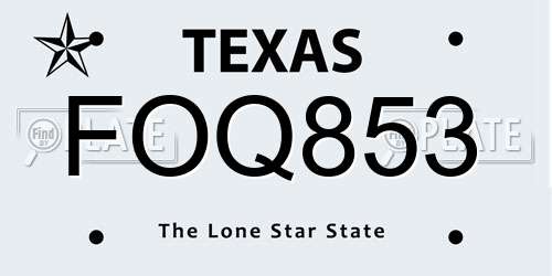FOQ853 Texas License Plate