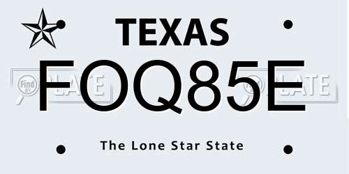 FOQ85E Texas License Plate