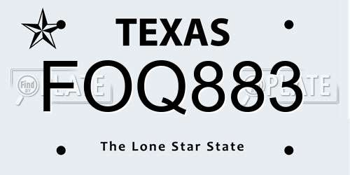 FOQ883 Texas License Plate