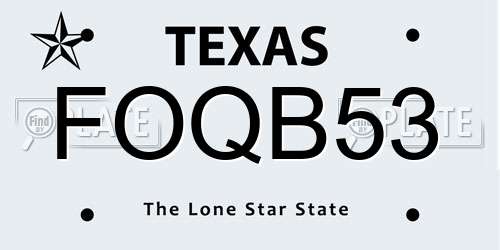 FOQB53 Texas License Plate