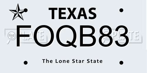 FOQB83 Texas License Plate