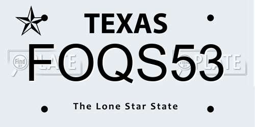 FOQS53 Texas License Plate
