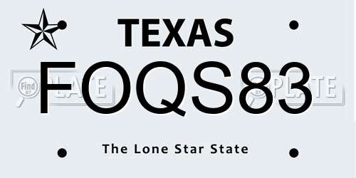 FOQS83 Texas License Plate