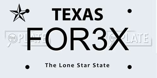 FOR3X Texas License Plate