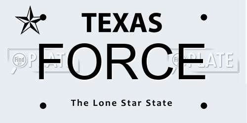 FORCE Texas License Plate