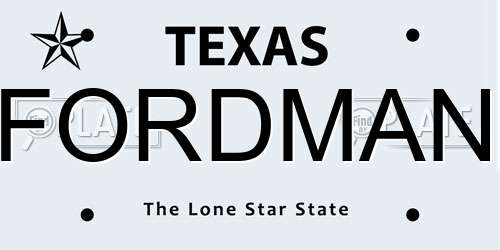 FORDMAN Texas License Plate