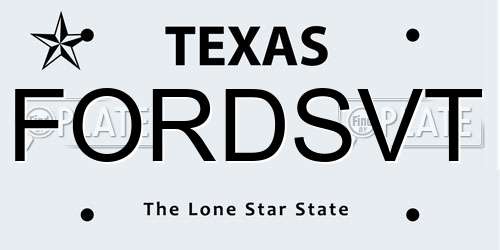 FORDSVT Texas License Plate