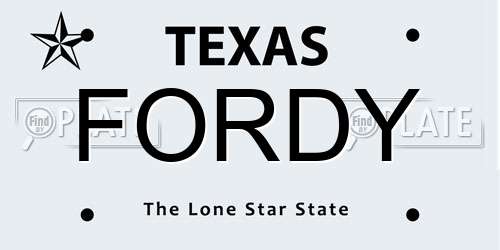 FORDY Texas License Plate