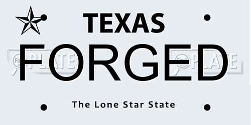 FORGED Texas License Plate