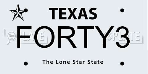 FORTY3 Texas License Plate