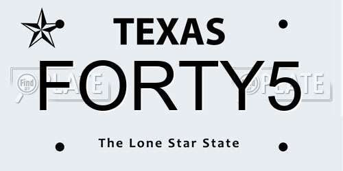 FORTY5 Texas License Plate