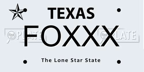 FOXXX Texas License Plate