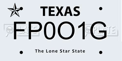 FP0O1G Texas License Plate