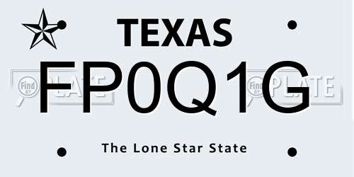 FP0Q1G Texas License Plate