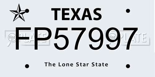 FP57997 Texas License Plate