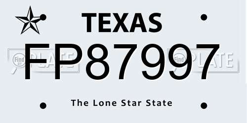 FP87997 Texas License Plate