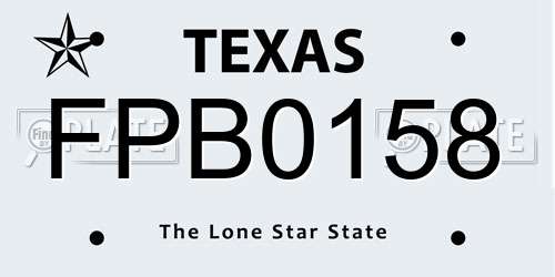 FPB0158 Texas License Plate