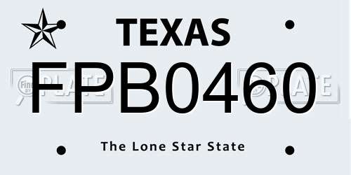FPB0460 Texas License Plate