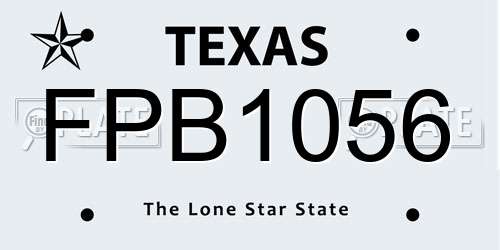 FPB1056 Texas License Plate