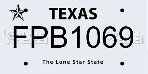 FPB1069 Texas License Plate