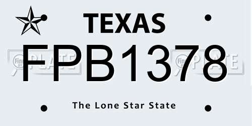 FPB1378 Texas License Plate