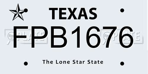 FPB1676 Texas License Plate