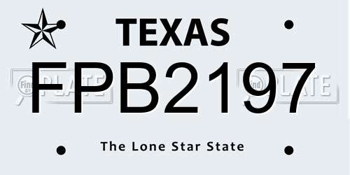 FPB2197 Texas License Plate