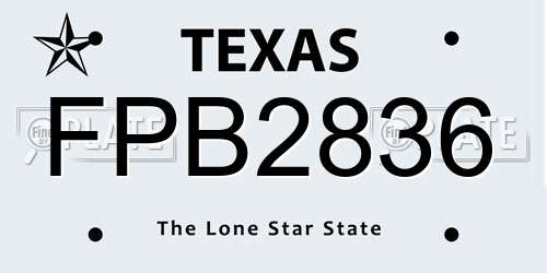 FPB2836 Texas License Plate