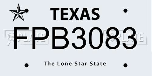 FPB3083 Texas License Plate