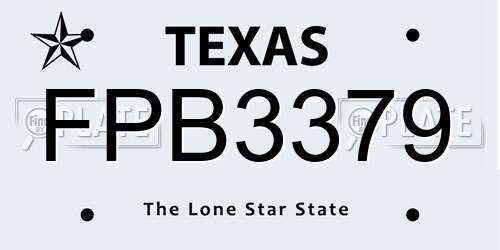 FPB3379 Texas License Plate