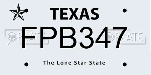 FPB347 Texas License Plate