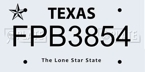 FPB3854 Texas License Plate